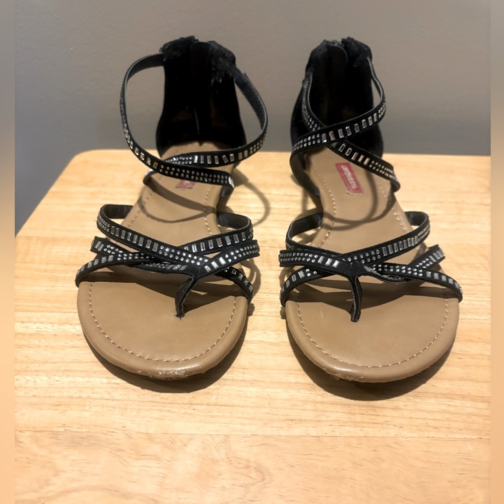 Black and Silver Strappy Sandals